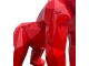 STATUE GORILLE EN RESINE ORIGAMI ROUGE XL