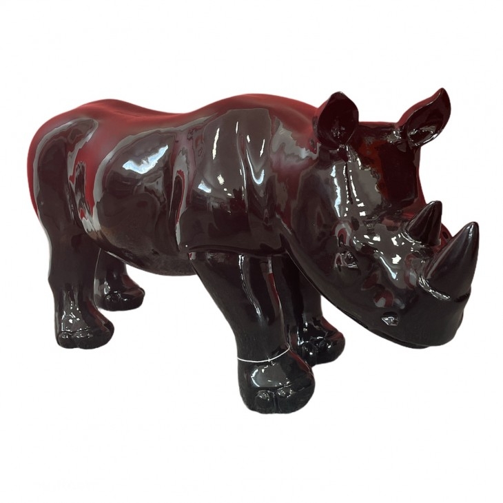 STATUE RHINOCEROS EN RESINE 70 CM NOIR