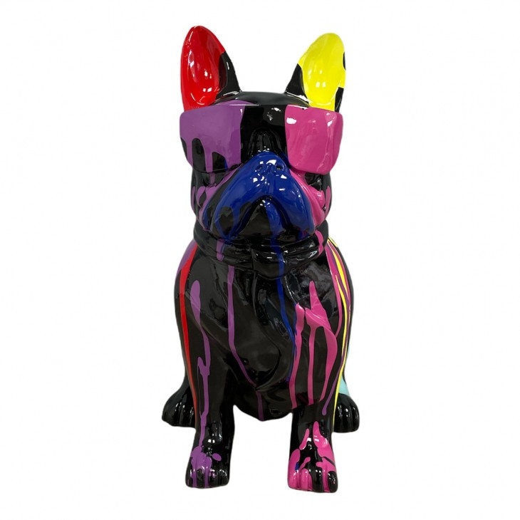 BOULEDOGUE FRANCAIS EN RESINE 35 CM NOIR TRASH
