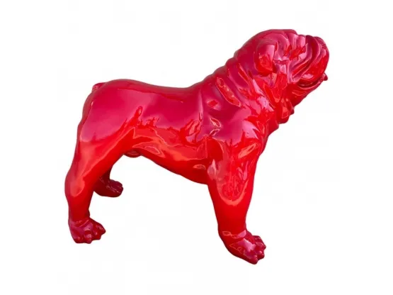 STATUE CHIEN BOULEDOGUE ANGLAIS EN RESINE ROUGE 70 CM