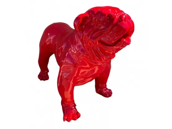 STATUE CHIEN BOULEDOGUE ANGLAIS EN RESINE ROUGE 70 CM