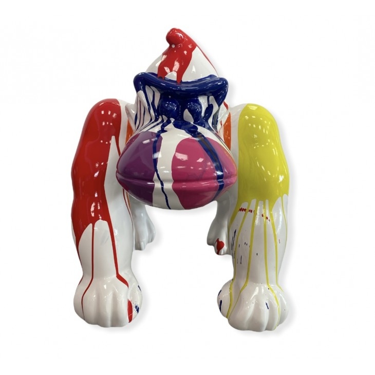 STATUE GORILLE DONKEY KONG EN RESINE 60 CM BLANC TRASH