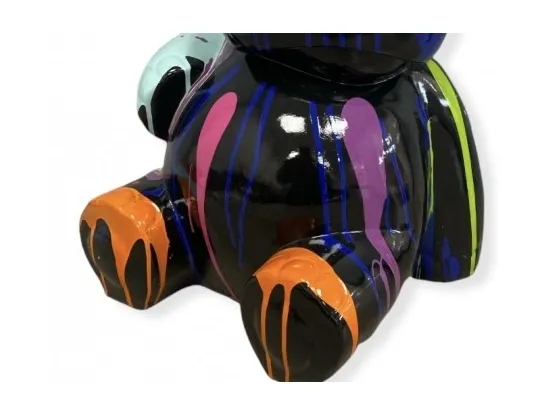 STATUE HIPPOPOTAME EN RESINE HT 50 CM NOIR MULTICOULEURS