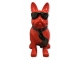 BOULEDOGUE FRAN&Ccedil;AIS EN RESINE LUNETTES/CRAVATE ROUGE-NOIR 80 CM