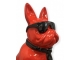 BOULEDOGUE FRAN&Ccedil;AIS EN RESINE LUNETTES/CRAVATE ROUGE-NOIR 80 CM