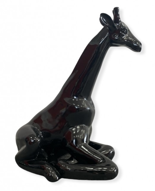 GIRAFE ASSISE EN RESINE 85 CM NOIRE