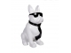 BOULEDOGUE FRAN&Ccedil;AIS EN RESINE LUNETTES/CRAVATE BLANC-NOIR 120 CM