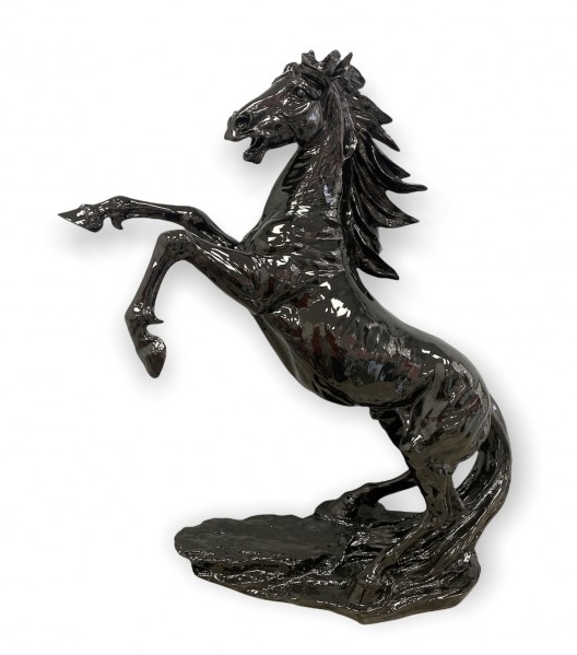STATUE CHEVAL EN RESINE HT 90 CM NOIR