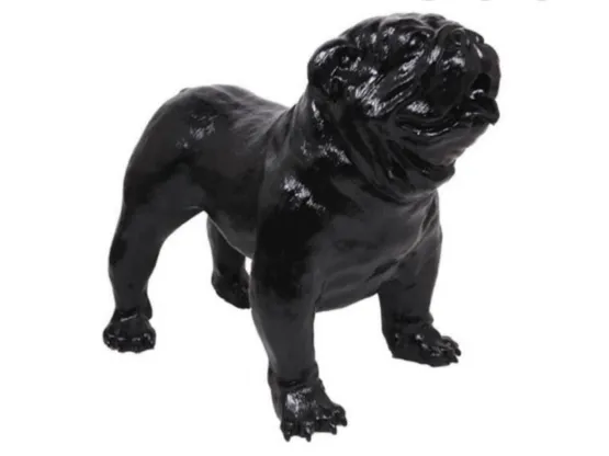 Statue Bouledogue Anglais en resine noir L-90cm