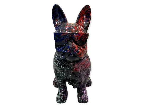 STATUE CHIEN BOULEDOGUE FRANCAIS 80CM - NOIR SPLASH