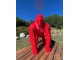 STATUE GORILLE EN RESINE ORIGAMI ROUGE XL