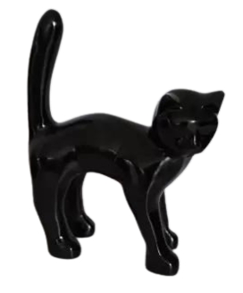 STATUE CHAT EN RESINE HT 45 CM NOIR ET OR
