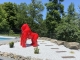STATUE GORILLE EN RESINE ORIGAMI ROUGE XL