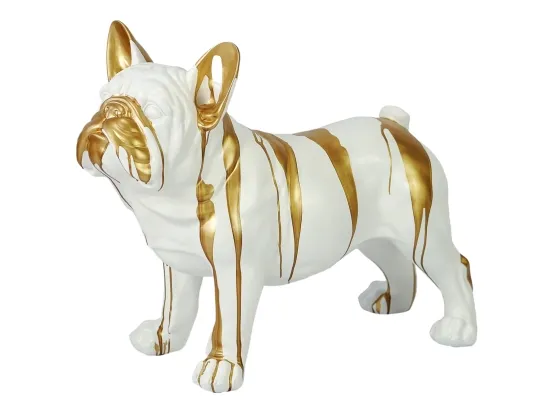 STATUE CHIEN BOULEDOGUE JUKI EN RESINE