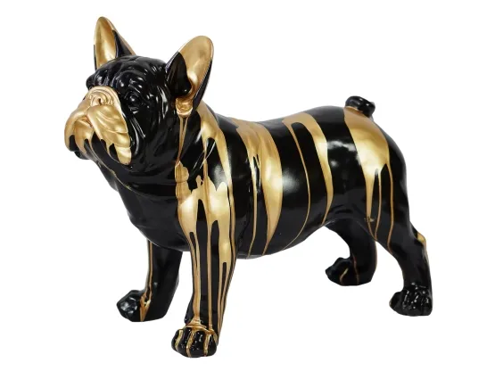 STATUE CHIEN BOULEDOGUE JUKI EN RESINE