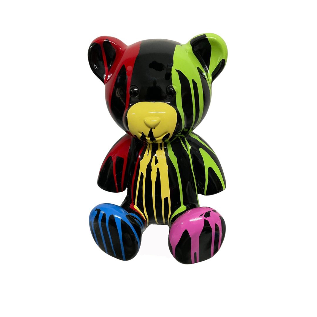 OURSON TEDDY EN RESINE TRASH NOIR