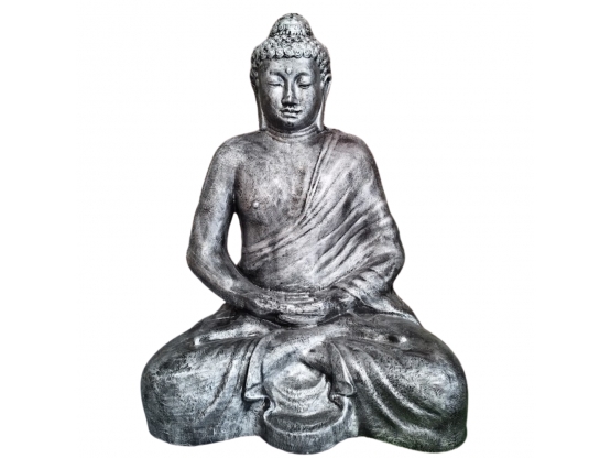 BUDDHA ASSIS EN RESINE H 155CM ARGENT BUDDHA ASSIS EN RESINE H 155CM ARGENT