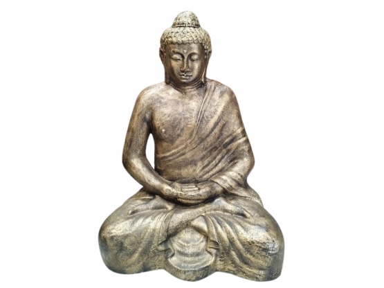 BUDDHA ASSIS EN RESINE H 155CM OR BUDDHA ASSIS EN RESINE H 155CM OR