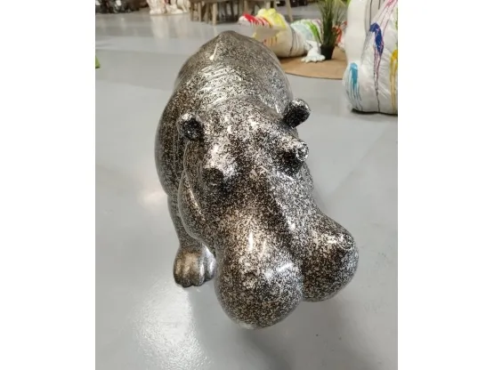STATUE HIPPOPOTAME EN RESINE GRANITE 95 CM