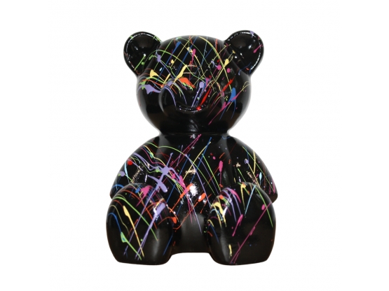 MINI OURSON TEDDY EN RESINE H 15CM SPLASH NOIR