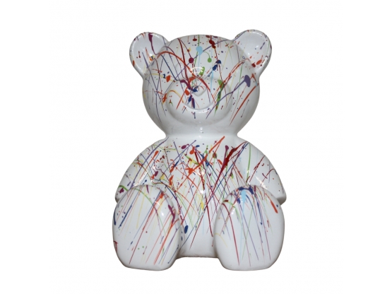 MINI OURSON TEDDY EN RESINE H 15CM SPLASH BLANC