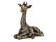 STATUE GIRAFE ASSISE EN RESINE HT 56 CM DORE NATURA