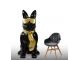 STATUE CHIEN BOULEDOGUE FRANCAIS EN RESINE NOIR TRASH 190 CM