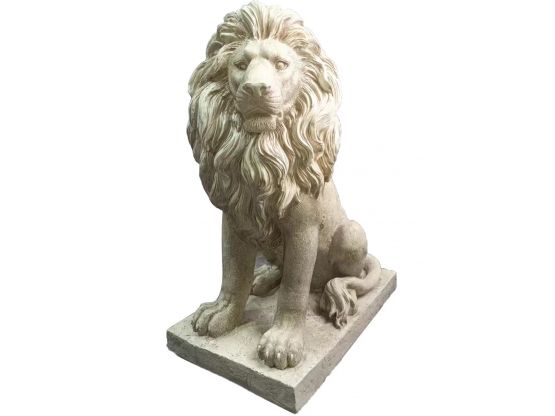 STATUE LION EN RESINE SUR SOCLE HT 80 cm
