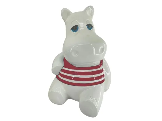 STATUE HIPPOPOTAME EN RESINE HT 50 CM MARINIERE BLEU OU ROUGE