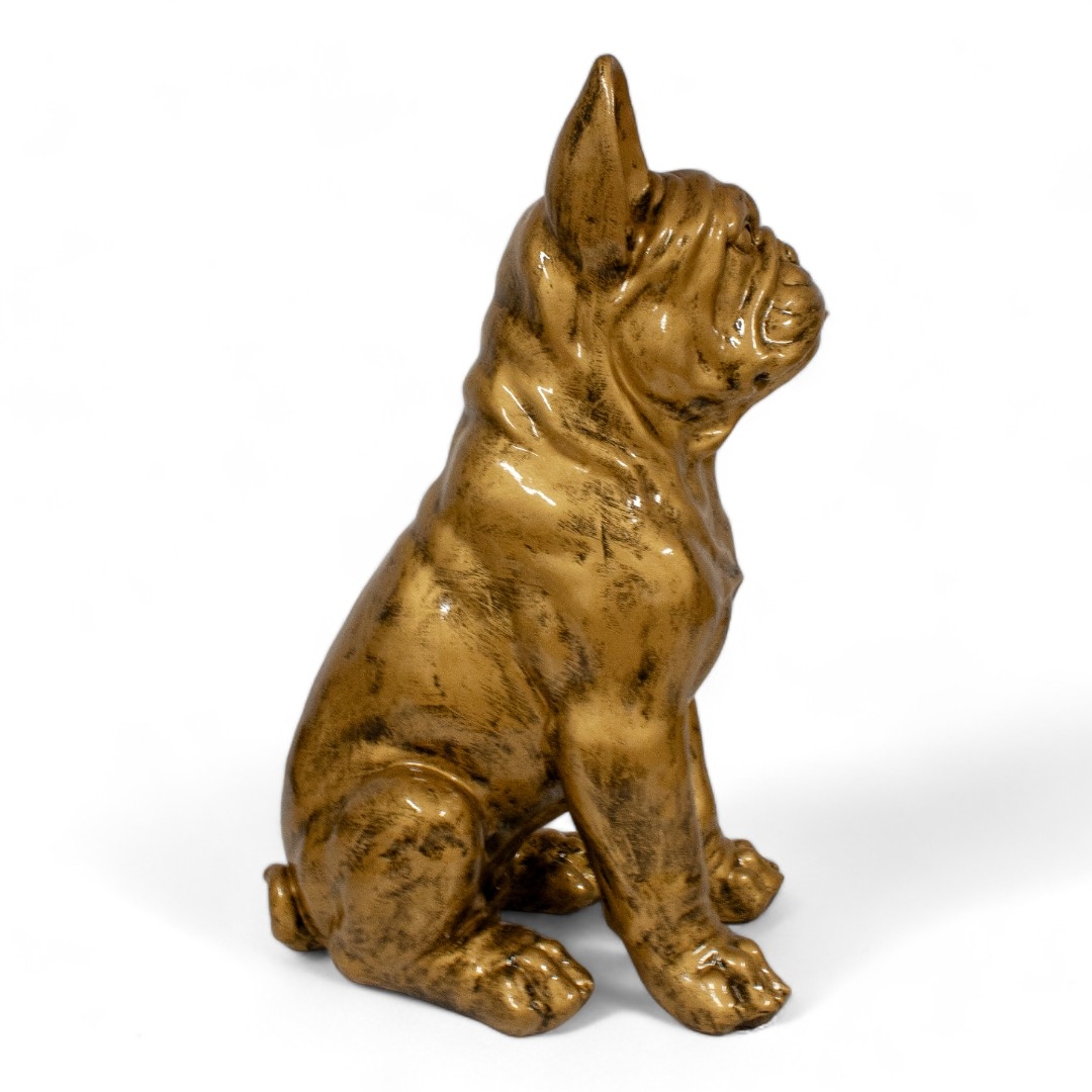 Statue Chien Bouledogue Français En Résine Verte – Modèle Hadrien, 27 Cm, Décoration Intérieure