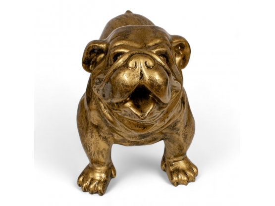 STATUE BOULEDOGUE ANGLAIS EN RESINE PATINÉ OR H 40 CM