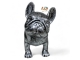 STATUE BOULEDOGUE FRANÇAIS EN RESINE PATINÉ ARGENT 30 CM