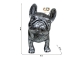 STATUE BOULEDOGUE FRANÇAIS EN RESINE PATINÉ ARGENT 30 CM