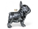 STATUE BOULEDOGUE FRANÇAIS EN RESINE PATINÉ ARGENT 30 CM