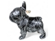 STATUE BOULEDOGUE FRANÇAIS EN RESINE PATINÉ ARGENT 30 CM