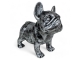 STATUE BOULEDOGUE FRANÇAIS EN RESINE PATINÉ ARGENT 30 CM