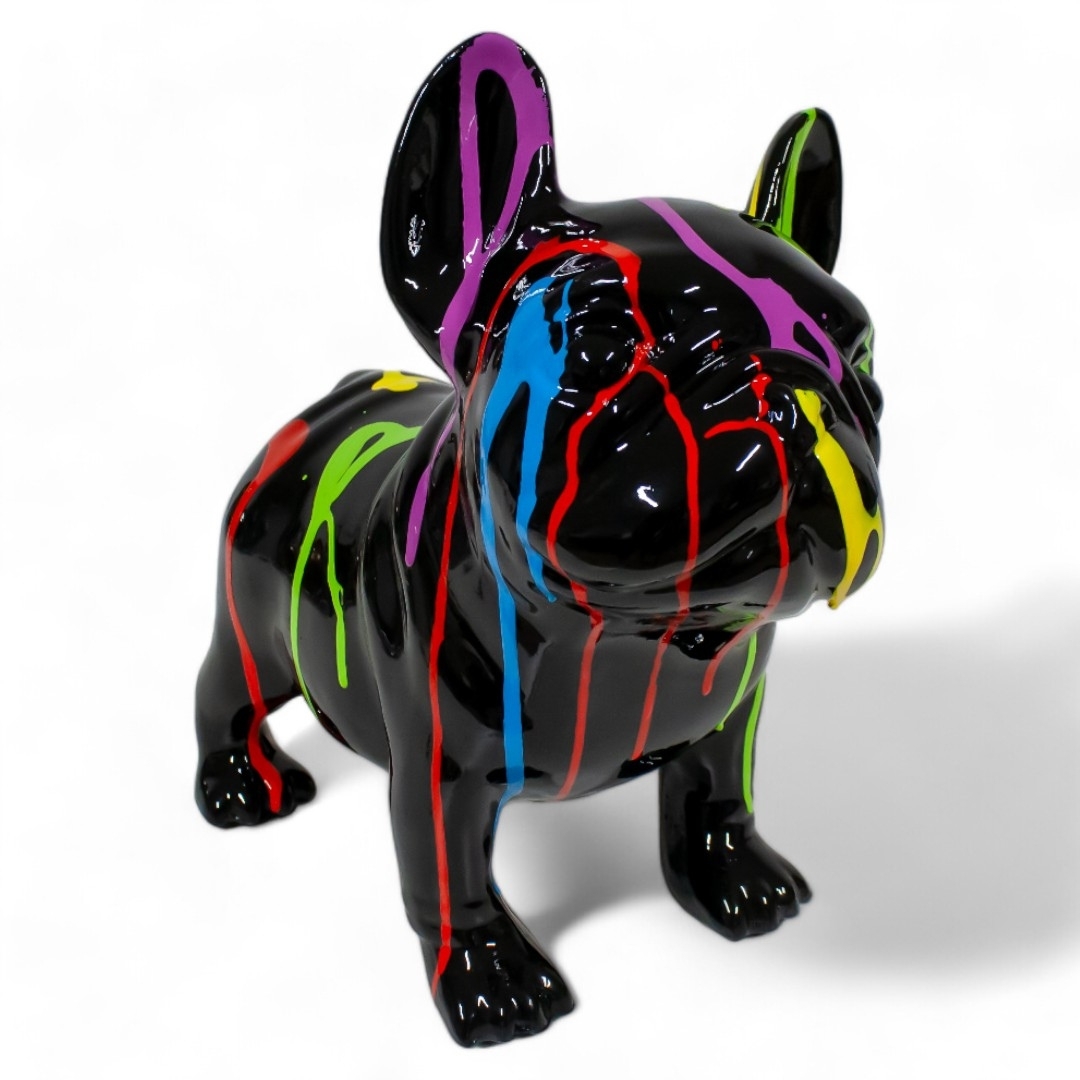 BOULEDOGUE FRANÇAIS EN RESINE TRASH NOIR 30 CM