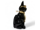 STATUE CHAT EN RESINE LUNETTES ET CRAVATE NOIR / OR 80 CM