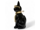 STATUE CHAT EN RESINE LUNETTES ET CRAVATE NOIR / OR 80 CM