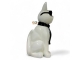 STATUE CHAT EN RESINE LUNETTES ET CRAVATE BLANC / NOIR 80 CM