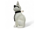 STATUE CHAT EN RESINE LUNETTES ET CRAVATE BLANC / NOIR 80 CM