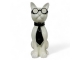 STATUE CHAT EN RESINE LUNETTES ET CRAVATE BLANC / NOIR 80 CM