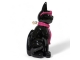 STATUE CHAT EN RESINE LUNETTES ET CRAVATE NOIR / ROSE 80 CM