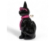 STATUE CHAT EN RESINE LUNETTES ET CRAVATE NOIR / ROSE 80 CM