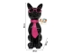STATUE CHAT EN RESINE LUNETTES ET CRAVATE NOIR / ROSE 80 CM