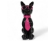 STATUE CHAT EN RESINE LUNETTES ET CRAVATE NOIR / ROSE 80 CM