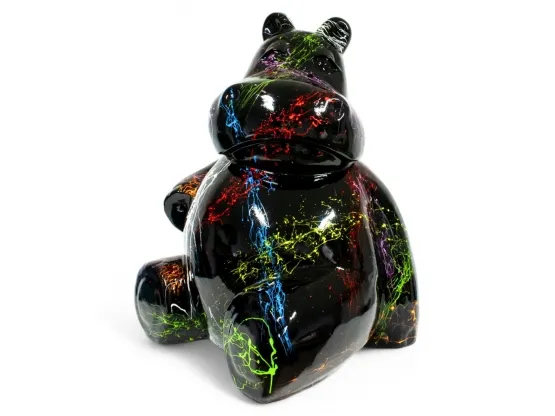 STATUE HIPPOPOTAME EN RESINE NOIR SPLASH HT 100 CM