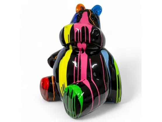 STATUE HIPPOPOTAME EN RESINE NOIR TRASH HT 100 CM