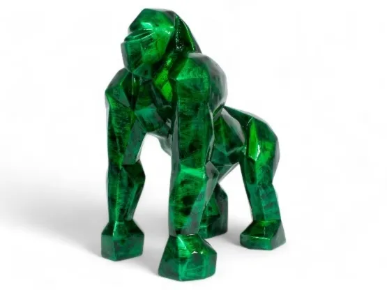 GORILLE ORIGAMI EN RESINE VERT PATINÉ 50 CM