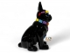 STATUE BOULEDOGUE FRANÇAIS EN RESINE ASSIS LUNETTES/CRAVATE NOIR SMARTIES 80 CM